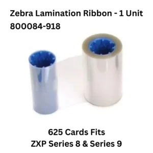 Zebra 800084-918 Lamination Ribbon – 1 Mil Full Clear, Bottom Coated for ZXP Series 8 & 9 (625 Cards)