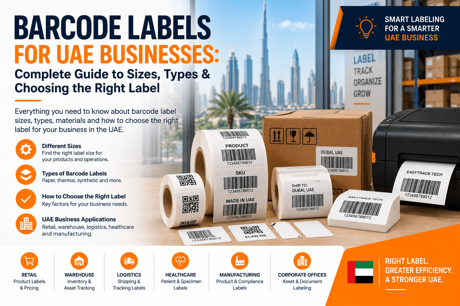 Barcode Labels for UAE Businesses: Complete Guide to Sizes, Types & Choosing the Right Label