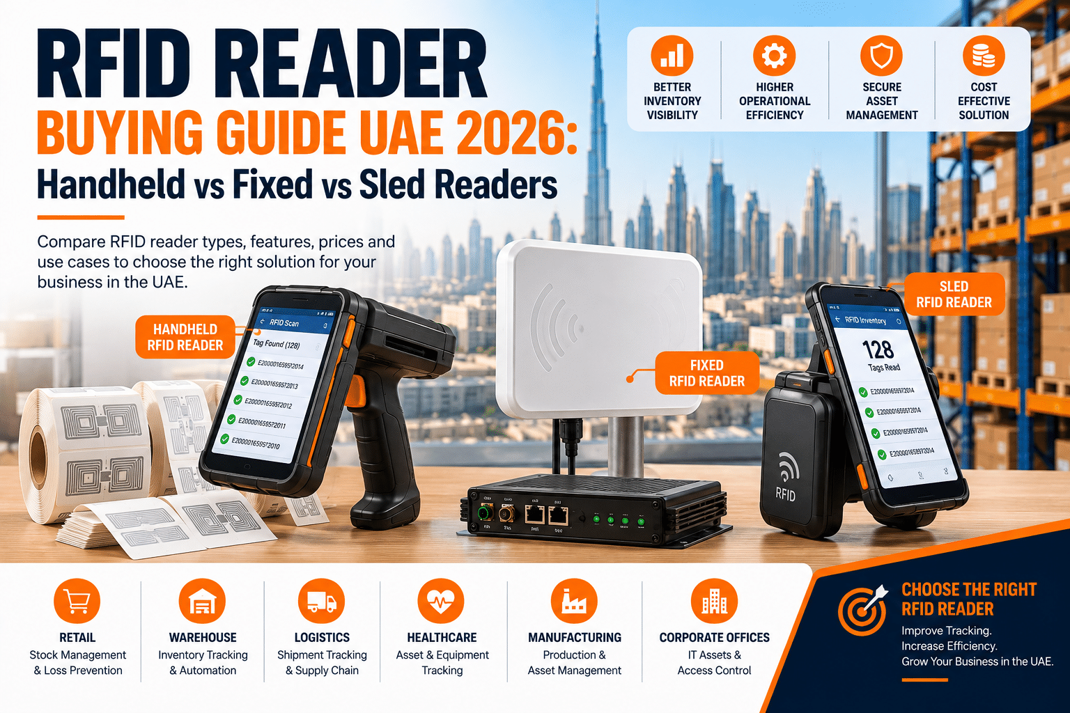 RFID Reader Buying Guide UAE 2026: Handheld vs Fixed vs Sled Readers